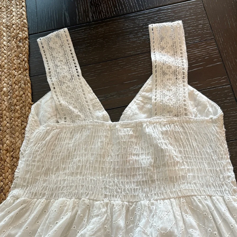 White Eyelet Sleeveless Cotton Sun Dress - Picture 6 of 11
